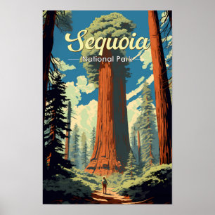 Sequoia National Park Illustratie Retro Poster