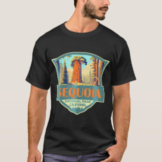 Sequoia National Park Illustration Travel Retro Ba T-shirt