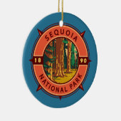 Sequoia National Park Retro Compass Embleem Keramisch Ornament (Rechts)