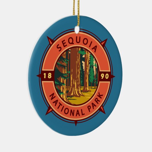 Sequoia National Park Retro Compass Embleem Keramisch Ornament (Rechts)