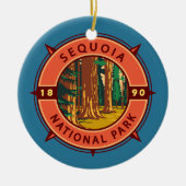Sequoia National Park Retro Compass Embleem Keramisch Ornament (Voorkant)