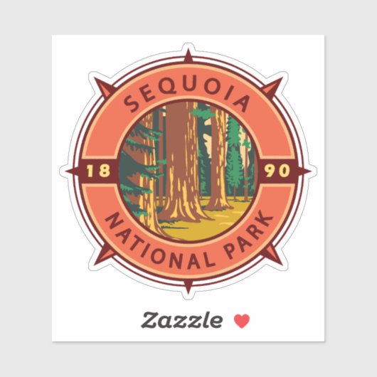 Sequoia National Park Retro Compass Embleem Sticker (Vel)