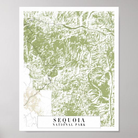 Sequoia National Park Retro Street Map Poster (Voorkant)