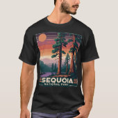 Sequoia National Park Retro Sunset Landschapsgrafi T-shirt (Voorkant)