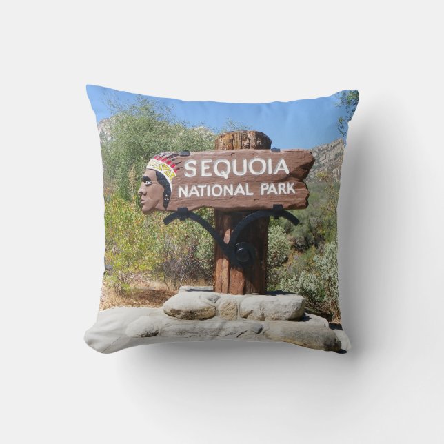 Sequoia National Park Sign Pillow! Kussen (Voorkant)