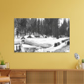 Sequoia National Park Snow Scene in het dorp Canvas Afdruk (Insitu (Woonkamer))