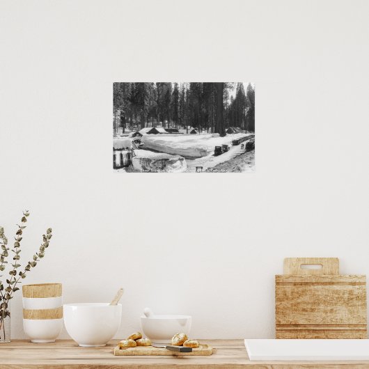 Sequoia National Park Snow Scene in het dorp Poster (Keuken)