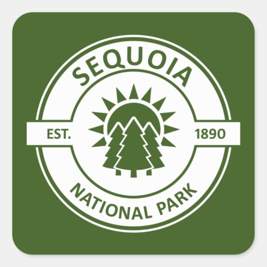 Sequoia National Park Sun Trees Vierkante Sticker (Voorkant)
