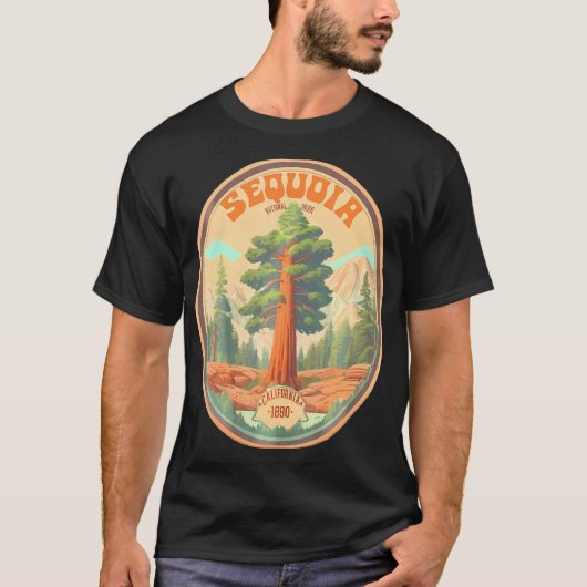 Sequoia National Park Tree Illustratie Wandelsport T-shirt (Voorkant)
