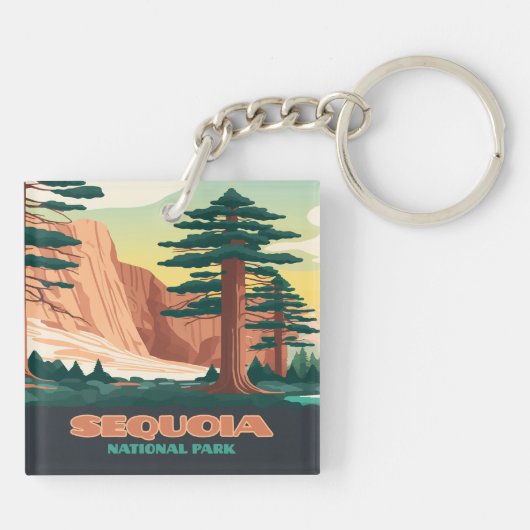 Sequoia National Park Trees Mountains Sleutelhanger (Achterkant)