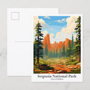 Sequoia National Park Vintage Travel Illustratie Briefkaart