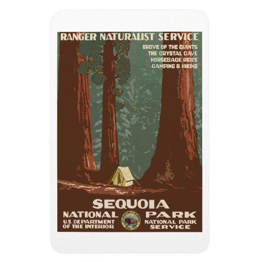  Sequoia Park CA, toeristische reisposter; Magneet (Verticaal)
