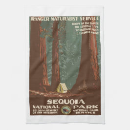 Sequoia Park CA,  toeristische reisposter, Theedoek
