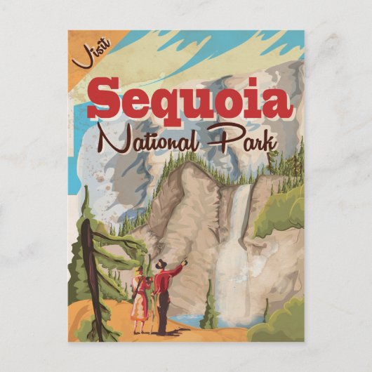 Sequoia vintage Travel Poster. Briefkaart (Voorkant)
