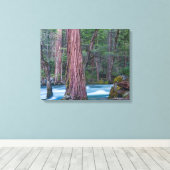 Sequoia's & Merced rivier Yosemite National Park, Canvas Afdruk (Insitu (Houten vloer))
