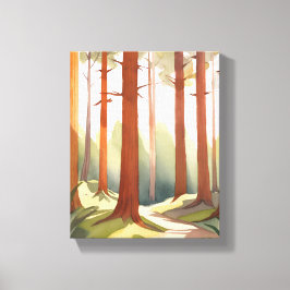 sequoiawoud | Waterverf van het Redwood National P Canvas Afdruk