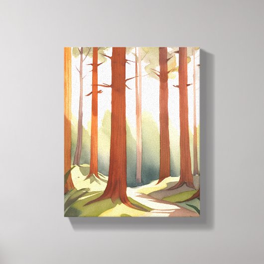 sequoiawoud | Waterverf van het Redwood National P Canvas Afdruk (Voorkant)