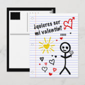 ser mi valentin bocetos de papel de cuaderno briefkaart (Voorkant / Achterkant)