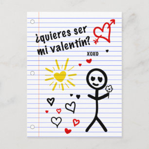 ser mi valentin bocetos de papel de cuaderno briefkaart