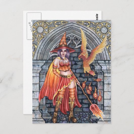 Serafina & Firenze - Briefkaart met vuurheks (Voorkant / Achterkant)