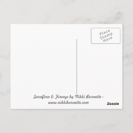 Serafina & Firenze - Briefkaart met vuurheks (Achterkant)