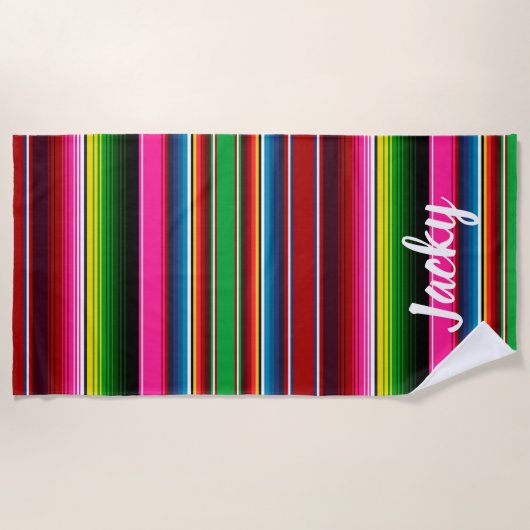 Serape Aangepaste Naam Bruiloft Vakantie Strandlaken (Voorkant)