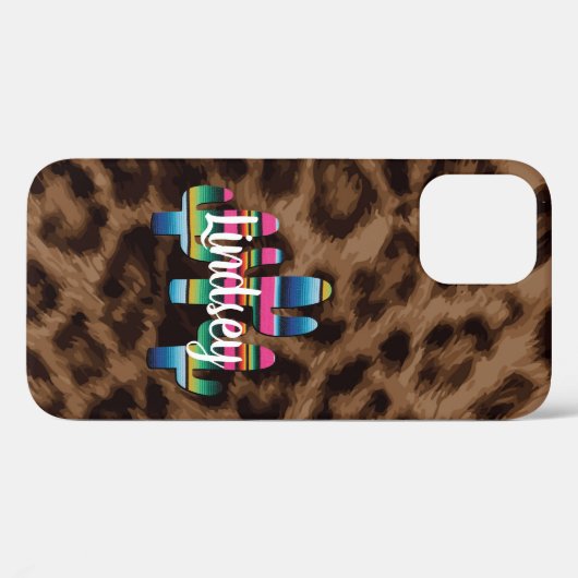 Serape Cactus Leopard Print Westerne Cowgirl Boho Case-Mate iPhone Case (Achterkant (horizontaal))