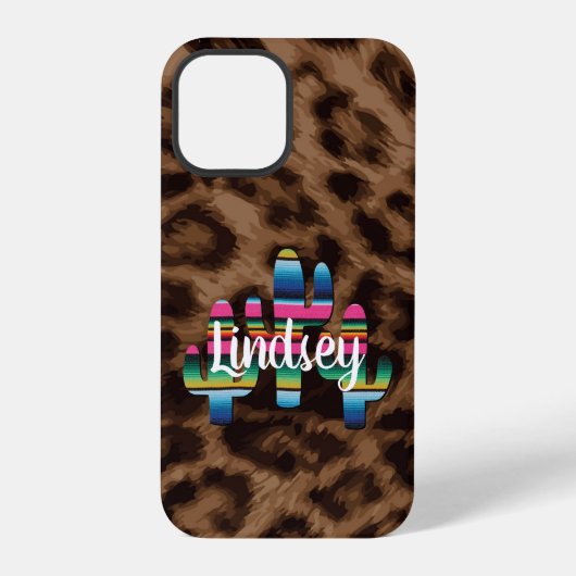 Serape Cactus Leopard Print Westerne Cowgirl Boho iPhone Hoesje (Achterkant)