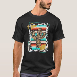 SERAPE CACTUS Luipaard Koe Patroon Print Cowgirl T-shirt