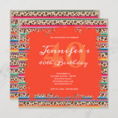 Serape Leopard Grunge Safari Oranje 40th Birthday Kaart (Voorkant / Achterkant)