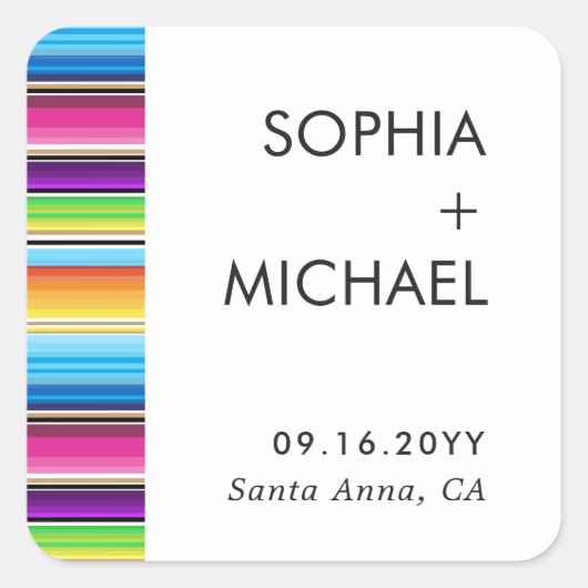 Serape Spring Minimal Wedding Invitation Vierkante Sticker (Voorkant)