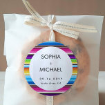 Serape Spring Minimal Wedding Ronde Sticker<br><div class="desc">Een set ronde en kleurrijke serape patroon trouwstickers in een open en minimale stijl die doet denken aan de kleuren van de lente.</div>