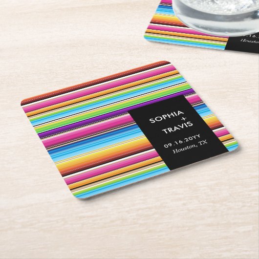 Serape Spring Stripes | Bruiloft Kartonnen Onderzetters (Schuin)