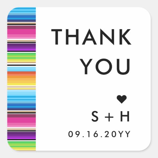 Serape Spring Stripes | Dank je Vierkante Sticker (Voorkant)