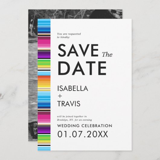 Serape Spring Stripes | Foto Sla de datum op Kaart (Voorkant / Achterkant)