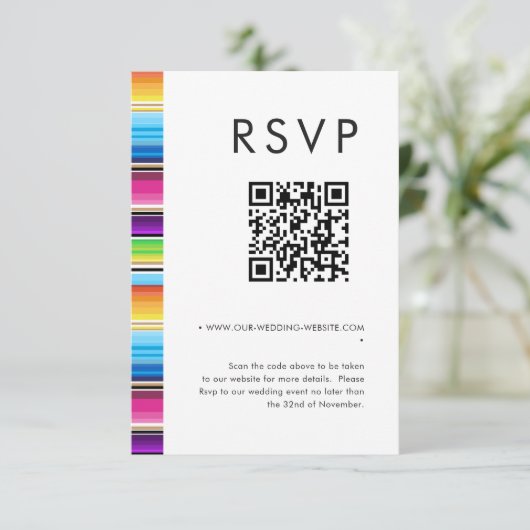 Serape Spring | Wedding QR code RSVP Kaart (Staand voorkant)