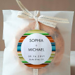 Serape Summer | Minimale bruiloft Ronde Sticker<br><div class="desc">Een set ronde en kleurrijke serape patroon trouwstickers in een open en minimale stijl die doet denken aan de kleuren van de zomer.</div>
