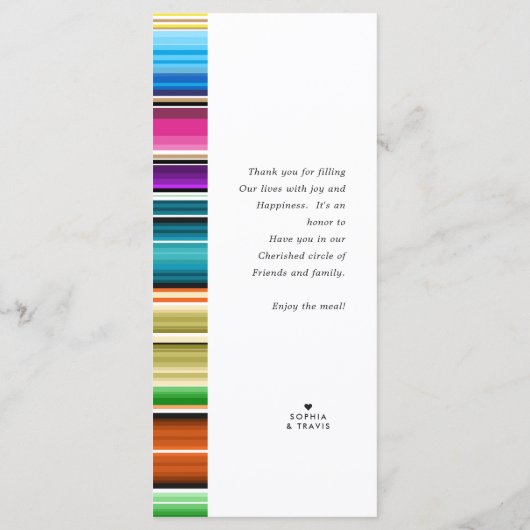 Serape Summer Stripes | Trouwmenu Menu (Achterkant)