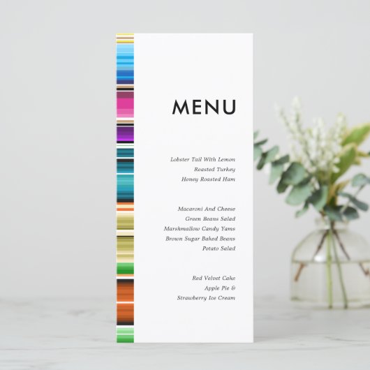 Serape Summer Stripes | Trouwmenu Menu (Staand voorkant)