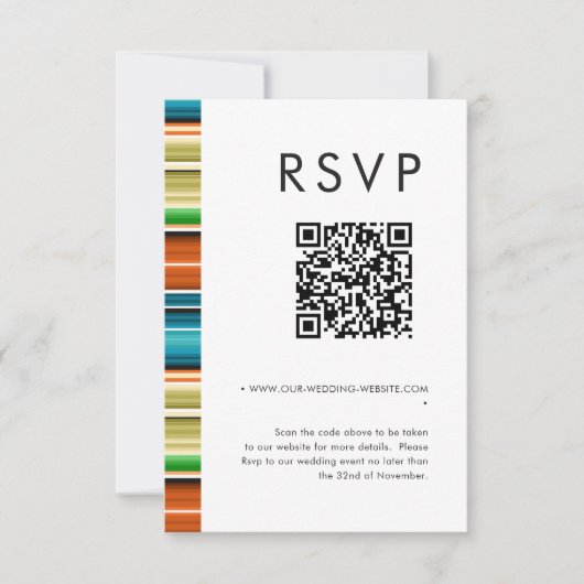Serape Summer Stripes Wedding QR-code RSVP Kaart (Voorkant)