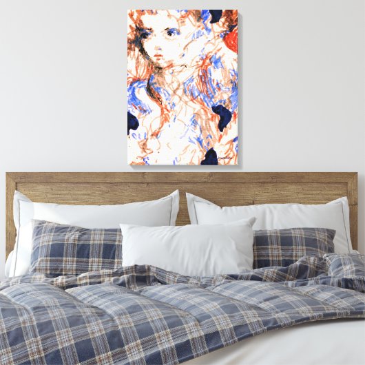 Seraph Angel Mythical Creatineknopen Tekening Canvas Afdruk (Insitu (Slaapkamer))