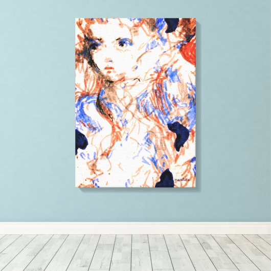 Seraph Angel Mythical Creatineknopen Tekening Canvas Afdruk (Insitu (Houten vloer))