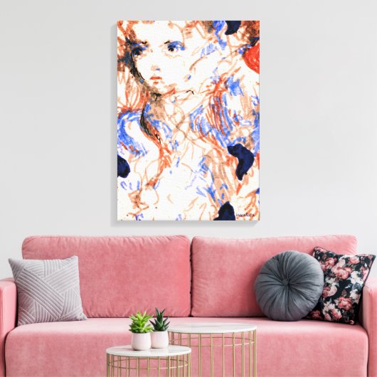 Seraph Angel Mythical Creatineknopen Tekening Canvas Afdruk (Insitu (Woonkamer))