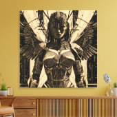 Seraph Engel in Steinrüstung - Geometrisch Canvas Afdruk (Insitu (Woonkamer))