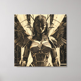 Seraph Engel in Steinrüstung - Geometrisch Canvas Afdruk