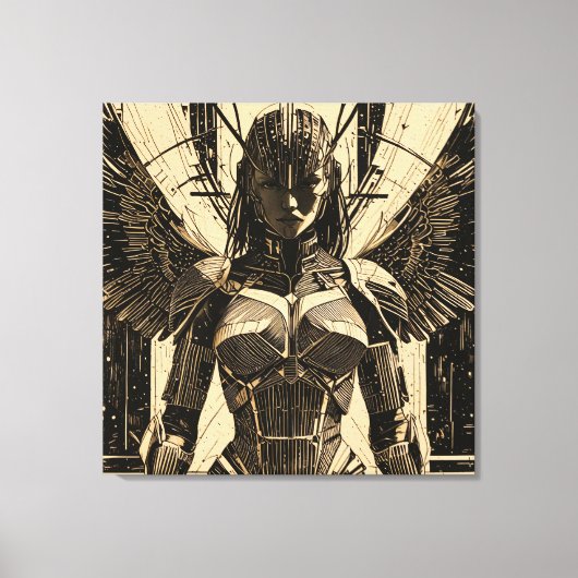 Seraph Engel in Steinrüstung - Geometrisch Canvas Afdruk (Voorkant)