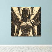Seraph Engel in Steinrüstung - Geometrisch Canvas Afdruk (Insitu (Houten vloer))