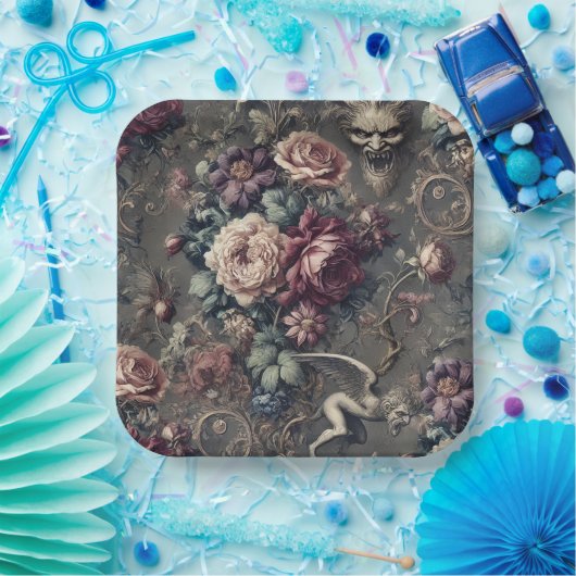Seraph Hunting – Gothic Floral Design Papieren Bordje (Feest)
