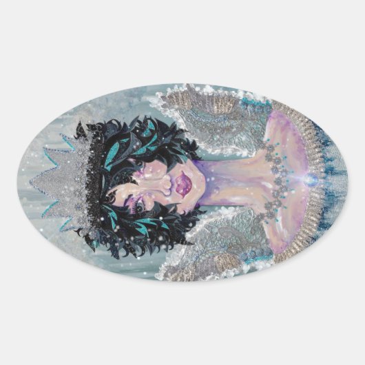 Seraph Tristana Melancholy Guardian Angel Ovale Sticker (Voorkant)