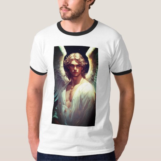 "Seraphic Dreams Jongen met Vleugels Print T-shirt (Voorkant)